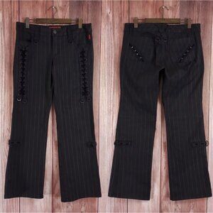 Vtg Tripp NYC Sz 13 Striper Black Tone Boot Cut Pants Pinstripe Goth Punk Y2K